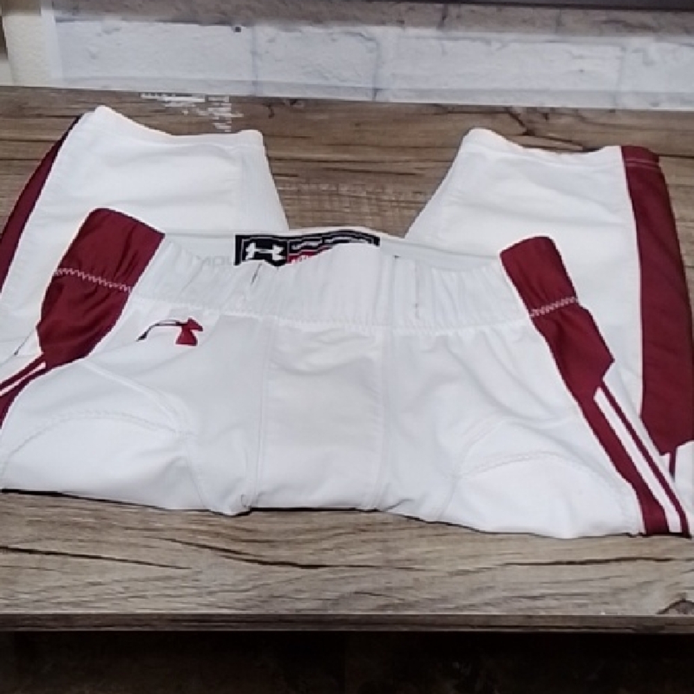 Under Armour Kids' White and Maroon Shorts